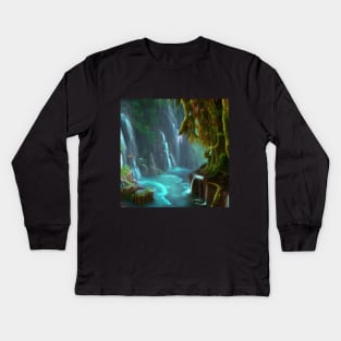 Waterfalls in Cultura Maya Kids Long Sleeve T-Shirt